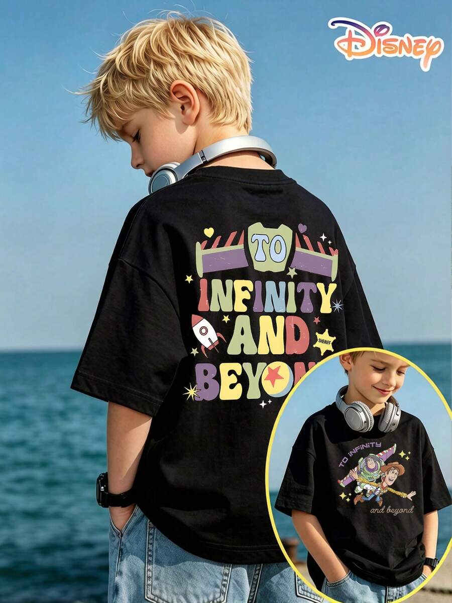 The Disney Toy Story Buzz Lightyear Summer T-Shirt Is Perfect For Teenagers And Children, And Is An Ideal Choice For Kids Visiting Disneyland. - Black - View 1