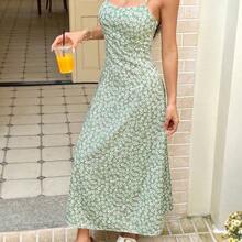 Nana's Women's Clothing Store   Vestido de playa sin mangas con estampado floral azul para mujeres - Verde - Ver 6