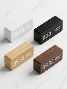 1 chiếc đồng hồ báo thức bằng gỗ thông minh, thích hợp để bàn trong phòng ngủ, trang trí nhà cửa, có chức năng báo lại, báo thức buổi sáng, đồng hồ để bàn, điều khiển bằng giọng nói, đồng hồ kỹ thuật số để bàn, trang trí nhà cửa, trang trí phòng. - Nhiều màu - Xem 6