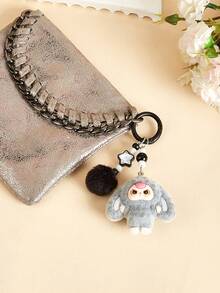 1PC Cartoon Flocking Keychain, Cute Animal Pendant, Backpack Charm, Phone Charm, Wristlet Key Ring, Car Keychain Accessory Gift - Multicolor - View 5