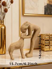 Estatua de resina de niña y perro - Acabado de piedra arenisca falsa - Recuerdo de una amistad conmovedora - Adecuado para uso en interiores y exteriores - Decoración de escritorio y jardín - Un deleite para los amantes de las mascotas - Regalo creativo para cumpleaños, Navidad y días festivos - Chica amante de los animales - Ver 11