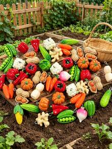 10/30/50/100pcs Realistic Resin Fruit And Vegetable Beads - Assorted Craft Kit, Includes Tomato, Cucumber, Chili Pepper, Etc., Suitable For DIY Jewelry, Home Decor Crafts - Resin Vegetable Pendant - View 9