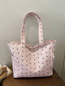 New Women's Large Capacity Casual Commuter Shoulder Bag, Lightweight Minimalist Handbag, Fashionable Versatile Tote Bag - Pink - View 8