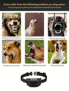 Collar electrónico recargable para perros, collar antiladridos impermeable, collar de entrenamiento antiladridos, collar de control de ladridos, dispositivo inteligente para detener ladridos, suministros para mascotas, collar para perros, cachorro, regalo de cumpleaños, necesidades para perros, suministros para mascotas al aire libre para perros pequeños y medianos, todas las razas de perros - Multicolor - Ver 12