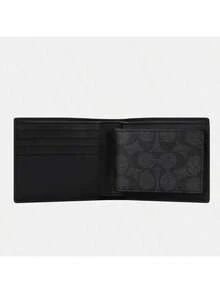 Coach Cartera plegable para identificación, de piel suave, delgada y minimalista, en lona con el logotipo de la marca, con seis ranuras para tarjetas de crédito. - Negro - Ver 7