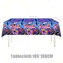 1pc K-Pop Demon Witch Group Pattern Tablecloth Blue Color Birthday Party Table Cover Holiday Party Decor Supplies Suitable For Birthday Party Decoration, Themed Party Decoration - Multicolor - View 5