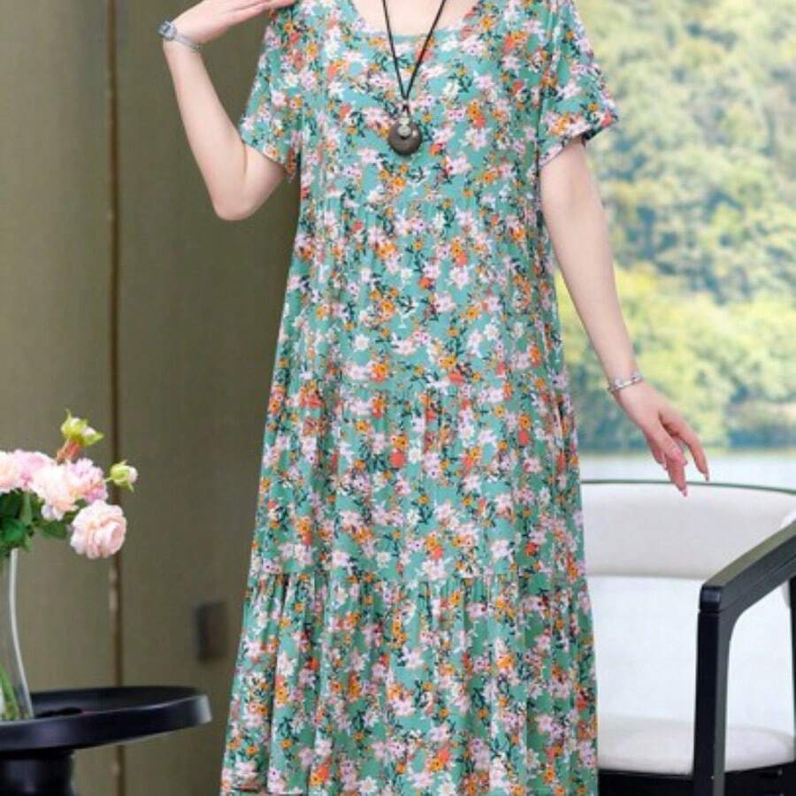 Women Midi Dresses - Green - View 1