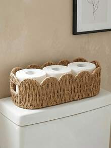 1 buah Keranjang Penyimpanan Anyaman Renda Oval, Keranjang Organizer Tali Kertas Anyaman Tangan untuk Balkon, Tanaman Hijau, Meja, Remote Control, Kosmetik, Kamar Tidur, Ruang Tamu, Solusi Pengorganisasian Rumah Tangga, Wadah Dekoratif - MultiWarna - View 5