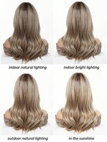 20 Inch Linen Brown Center Part Bangs Heat Resistant Long Wavy Curly Hair Wig For Women, Suitable For Daily Wear, Halloween, Christmas, New Year, Carnival, Music Festival, Cosplay, Girls Gift, Summer Graduation Gift, Ready-To-Wear Gift, Halloween Christmas Gift - Linen Brown - View 8