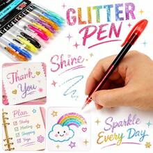 Glitter Gel Pen Set, Colorful Styles, Suitable For Diary Writing, Note Taking, Planner Decoration, Doodling And DIY Craft Making, Back To School - 12 Colors - View 9