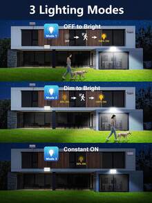 1 đèn tường năng lượng mặt trời 400 LED ngoài trời dạng tách rời siêu sáng, phù hợp cho sân vườn khách sạn, đường phố và chiếu sáng cắm trại ngoài trời - màu đen - Xem 8