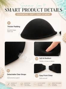 2 PIEZAS Sujetador Adhesivo Sin Tirantes con Efecto Push Up para Mujer con Tirantes Transparentes Desmontables, Sujetador Invisible sin Espalda para Vestidos de Verano - Multicolor - Ver 7