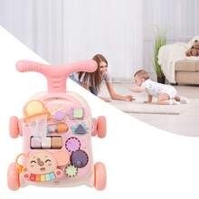 Baby Walker Detachable Piano Board Triangular Structure Play Panel Walk Learning Toy With Water Box Pink - Pink - View 8