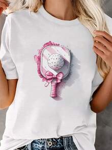 Ilustración de raqueta de pickleball. Camiseta de mujer estilo comfit. Calidad premium. - Negro - Ver 7
