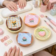 2/4pcs Mini Floral Pattern Nail Art Rhinestone & Pearl Storage Box, Desktop False Nail Tip Storage Tray, Nail Drill Bit Storage Box, Graffiti Painting Watercolor Palette - Multicolor - View 10