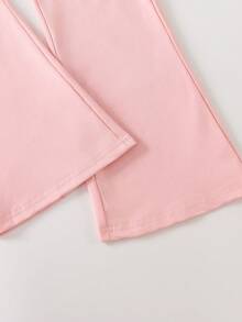 2pcs/Set Pakaian Kasual Ceria untuk Anak Perempuan Remaja, Kaos Sweatshirt Bergambar "Silly Goose" & Celana Flare, Pakaian Sehari-hari - Berwarna merah muda - View 8