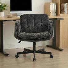 Swivel Office Chair With Casters, Height Adjustable, With Folding Armrests, Supporting Up To 150 Kg, White. - Black - View 2