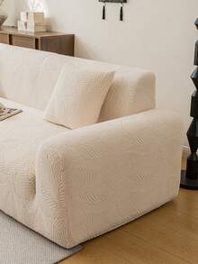 1pc Jacquard Sofa Cover, Plush Fabric Multi-Purpose Full Coverage Sofa Protector, Holiday Decor Stretch Fitted Sofa Slipcover, Suitable For 1/2/3/4 Seater Combination Sofa And Straight Sofa - Beige - View 7