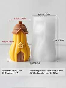 萬聖節南瓜屋蠟燭模具，南瓜屋矽膠模具，萬聖節主題立體裝飾品，可用於節日裝飾飾品、香氛蠟燭、手工皂、室內氛圍佈置 - 南瓜屋模具 - 查看 2