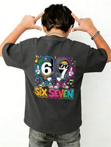 T-shirt avec imprimé de puzzle 67 & 67, pour les amateurs de puzzle mathématique et de jeux vidéo, pour les pré-adolescents - Gris foncé - Voir 1