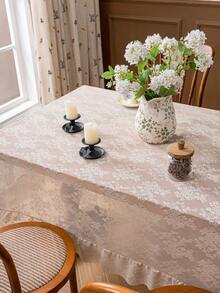 1pc French Country Style Floral Lace Trim Tablecloth Table Cover Holiday Decoration - Beige - View 10