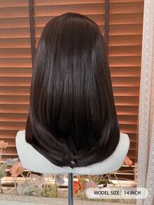 [MONEET SECRET] 13*4 Chocolate Brown 14inch Stright Synthetic Lace Adults Wigs Middle Part Natural Wave Wig Heat Resistant Cosplay Party Daily Wig For Women And Girls - Chocolate Brown - View 8