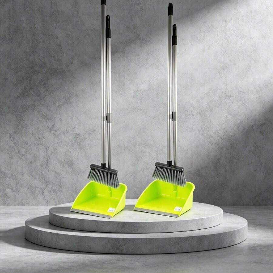 Household Broom Set, Foldable Telescopic Broom And Dustpan, Microfiber Cleaning Sweeping Combo, Suitable For Kitchen, Bathroom, Garden Cleaning - A - View 1