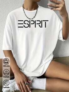 Casual Short-Sleeved Printed T-Shirt. 100% Cotton. 1 Pack. New Christmas Style: Women's Loose-Fitting Short-Sleeved T-Shirt, Casual Style, Cotton Fabric. Spring Summer Top. - White - View 1
