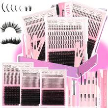 YIDUO 808pcs 3D Lightweight Cluster Eyelash Extension Set, 60D 80D 100D Pointed And Single Eyelashes Large Capacity, Includes 2 Bottles Of Adhesive Sealant And Eyelash Remover, Suitable For Makeup Beginners Home DIY Starter Kit - Multicolor - View 11