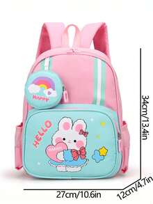 Student Backpack New Cartoon Rabbit Print Small School Bag Lightweight Comfortable Fashion Backpack - Pink - View 11