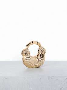 CHICVUE Mini Women's New Luxury Gold Designer Brand Woven Strap Handbag, Evening Clutch, Fashion Unique, Best Chain Mini Pouch Coin Purse For Ladies - Gold - View 3