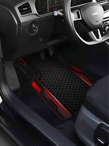 4 pièces Tapis de sol de voiture avec impression 2D de fond métallique technologique, tapis avant et arrière, accessoire d'intérieur de voiture, convient pour toutes les saisons, à la mode, facile à installer et facile à nettoyer - A - Voir 3