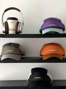 Gorra de camionero de malla transpirable, bordado de letras de bloque de color minimalista, gorra de béisbol unisex, versátil para exteriores de verano, adecuada para todas las estaciones - Multicolor - Ver 4