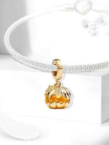 1 Stück modische Kürbis-Wagen-Perlen, geeignet für Damenarmbänder, Armreifen, DIY-Schmuckherstellung und tägliche Outfit-Kombinationen - Gold - Übersicht 11