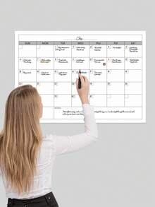 BUBU 1pc Undated Wall Calendar, Monthly Planner, Daily Schedule For Study, Work And Personal Goals, Time Management Organizer, Study & Office Supplies - Monochrome - View 7