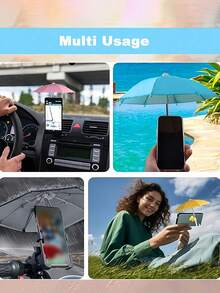 迷你手機遮陽傘,通用夾式支架,戶外防曬手機傘,防雨防曬,男女適用,適用於 Kindle、導航裝置、手機,旅行度假必備配件 - 多色 - 查看 4