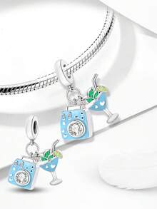 1pc Rhinestone Heart Tree Pendant, Suitable For Women Bracelet/Bangle DIY Jewelry Making And Daily Decoration, Girls Accessory - Beads - View 7