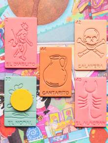 1/5pcs Mexican Colorful Bingo Game Card Shaped Handmade Clay Cutting Mold, Suitable For DIY Statement Earrings - White - View 7