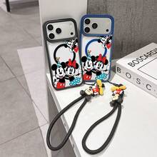 This Disney Mickey Mouse Pattern Lanyard Phone Case Features A Strong Magnetic Closure And Full Coverage Of Acrylic And TPU Material. It's Shockproof, Lightweight, And Suitable For IPhone17/16/11/13/15/15 Plus/15 Pro/15 Pro Max/12/14 Pro Max/11 Pro Max/12 Pro/12 Pro Max/13. It's A Popular Birthday Gift, Business Gift, Durable, Stain-Resistant, And Fingerprint-Resistant New Phone Case For Men And Women. It Also Includes A Mickey Mouse Phone Case And Mickey Mouse Doll Bracelet. Compatible With SamsungGalaxy S20, S21, S22, S23, And S24 Series. It's The Perfect Gift For Friends And Family. This Stylish Phone Case Is Fun, Lightweight, And Durable. IPhone17 Pro Max Phone Case, Minnie Phone Case. - Trong sáng - Xem 3