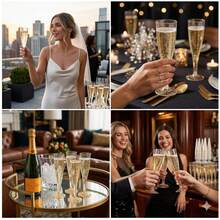 PUREDOVE 25/50pcs Transparent Gold Glitter Reusable Champagne Flutes- Stackable, Party Cups For Wedding, Birthday, Picnic& Events, Stylish& Easy To Store - Gold Glitter - View 5