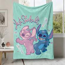 迪士尼 Lilo & Stitch "Just Shake It" 法蘭絨毛毯，柔軟舒適的絨毛毛毯，印有史迪仔與安琪拉圖案，適用於沙發、床鋪、客廳、臥室、辦公室、旅行，四季皆宜 - 顏色 1 - 查看 6