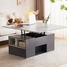 Multifunctional Lift-Top Coffee Table =313593594GAA - Unfolds Into 2 Tables, Dark Grey + Light Grey, Large Capacity, Modern Living Room Furniture, Side Table/Dining Table/Desk - 灰色 - 查看 3