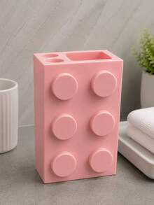 1 pieza Soporte para cepillo de dientes de bloque de construcción creativo y lindo, estantería de almacenamiento multifuncional todo en uno para el baño, diseño de bloque colorido y divertido con vaso minimalista para pasta de dientes, llamativo y personalizado, colocación firme en el mostrador del tocador o el lavabo, organiza ordenadamente los cepillos de dientes, la pasta de dientes y otros artículos de tocador, mantiene las cosas limpias y ordenadas, combina el almacenamiento práctico con la decoración del baño, crea un espacio de baño fresco y saludable - Multicolor - Ver 10