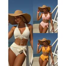 New Two-Piece High-Waisted Swimsuit With Shell Print In Pastel Shades, 2025 Collection. Cross-Border Foreign Trade - Sunflower Color - View 2