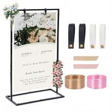 Roll Up BannersElegant Wedding Sign Stand HolderBlack Heavy Duty Metal Wedding Welcome Sign Stand For ReceptionWelcome To Our Wedding Hanging Sign Stand - Perfect For Seating Chart Posters And Decor - Black - View 8