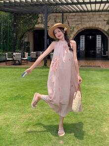 Women Long Dresses - Pink - View 7