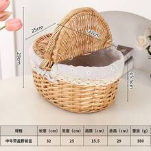 1‑Piece Standard Size Handmade Natural Wicker Picnic Basket, Rustic Country Style Woven Gift Basket With Lid & Portable Handles, Breathable Hand‑Woven Rectangular Storage Hamper For Outdoor Picnic, Party, Barbecue & Holiday Gifting - A - View 6