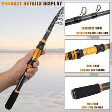 SEACHASER New Short Section Carbon Fiber Telescopic Multi-Function Sea Fishing Rod, Portable Ultra-Short Ultra-Light Fishing Rod, 1.8m 2.1m 2.4m 2.7m 3.0m Multiple Models Available, 50cm Collapsed Length Convenient For Travel, Suitable For European Carp Casting And Freshwater/Sea Fishing - Black - View 8