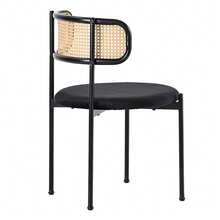 Velvet Dining Chair Set Of 4 / Modern, Simple Leisure Chair / Four Metal Support Legs / Load Capacity 150 Kg / Rattan Leisure Chair / Suitable For Living Room, Dining Room, Kitchen And Bedroom - 黑色+4套 - 查看 5