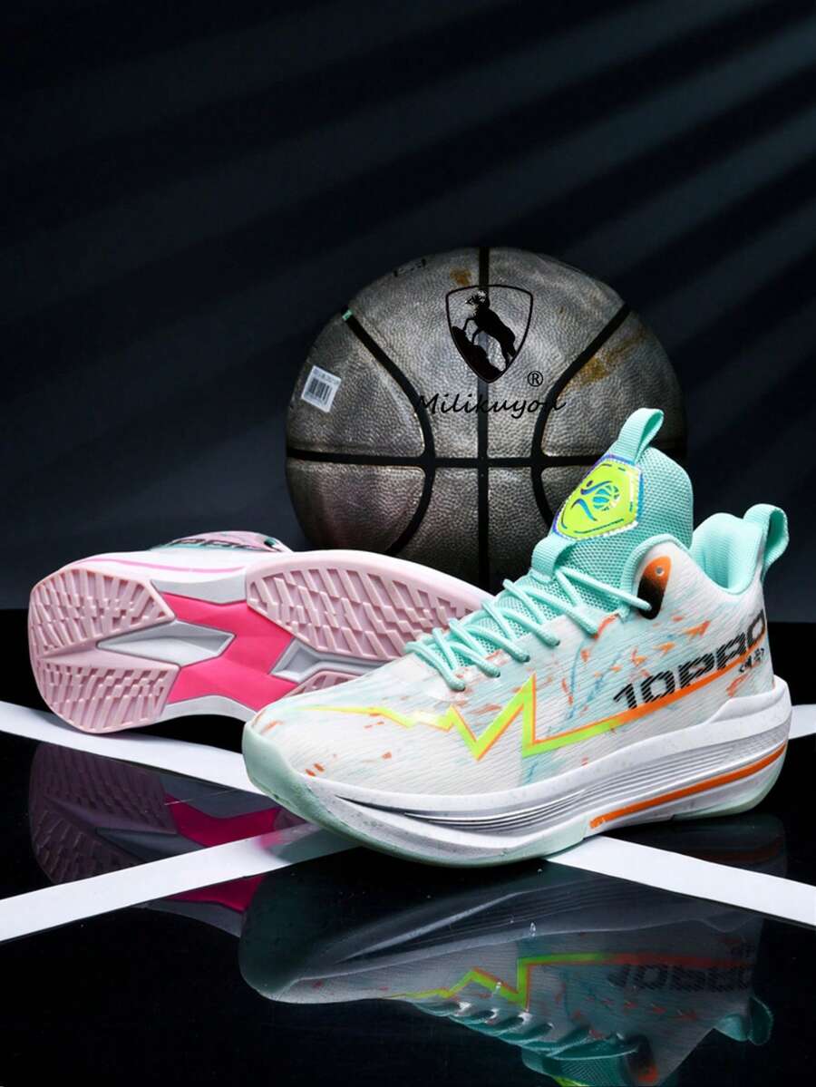 All Season New Lightweight & Breathable Men's Sports Shoes, Plus Size, Outdoor Basketball Shoes, Non-Slip & Durable, Soft & Comfortable, Random Pattern Design (Size Runs Small, Please Order One Size Up!) - Mandarin Ducks and White Moon + White Powder - View 1